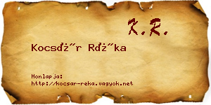 Kocsár Réka névjegykártya